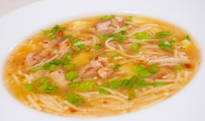 chicken soup with noodle and vegetables