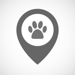 Isolated map marker with an animal footprint