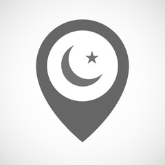 Isolated map marker with an islam sign