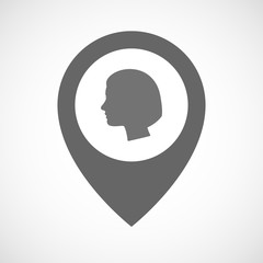 Isolated map marker with a female head