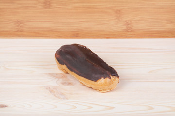 Cake eclair, decorated chocolate