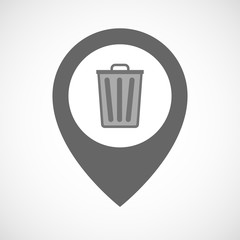 Isolated map marker with a trash can