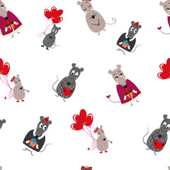 Vector seamless pattern with mice