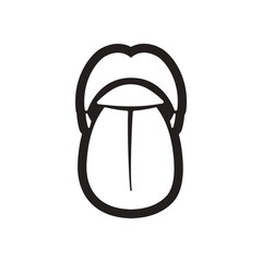 stylish black and white icon human tongue