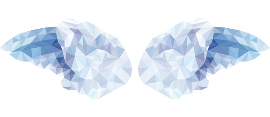 Vector illustration of angel wings in the style of a triangular low poly/Vector Angel wings isolated on a white background in the style of a triangular low poly