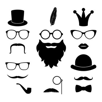 Vector set of hipster photosession accessories