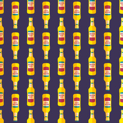pop art beer bottle seamless pattern.