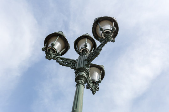 Green vintage street lamp