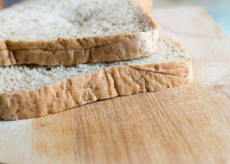 bread slice on wood background