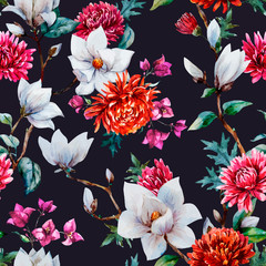 Fototapeta premium Watercolor vector floral pattern