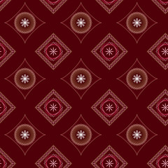 Seamless of squares and rhombus with intertwined pattern. intertwined ornament with flowers and different forms for your design