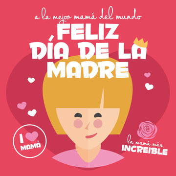 Happy Mothers Day Badges and Labels card. Written in Spanish