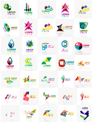 Mega set of paper logo abstract geometrical shapes