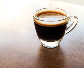 Cup of hot espresso coffee