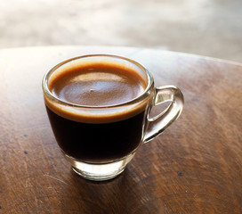 Cup of hot espresso coffee