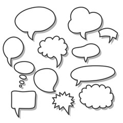 Set of hand-drawn speech and thought bubbles