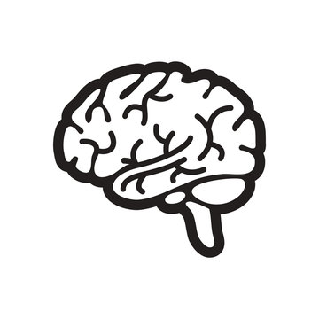 stylish black and white icon human brain