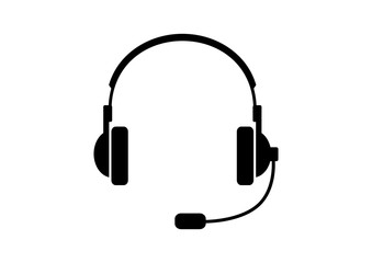Black headphones icon on white background