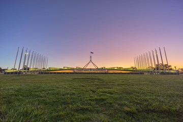 Parliament House Australia during sunset