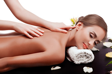 Obraz na płótnie Canvas female during luxurious procedure of massage