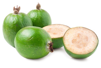 Tropical fruit feijoa isolated on white background