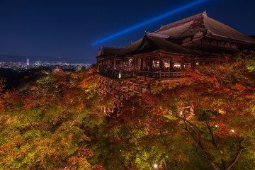 ight up laser show at kiyomizu dera temple