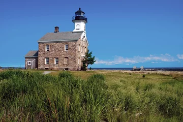Foto op geborsteld aluminium Vuurtoren Sheffield Island Lighthouse is een van de vuurtorens van Connecticut, gebouwd van steen. Het wordt ook als spookachtig beschouwd. Het baken bevindt zich in Norwalk, Connecticut.