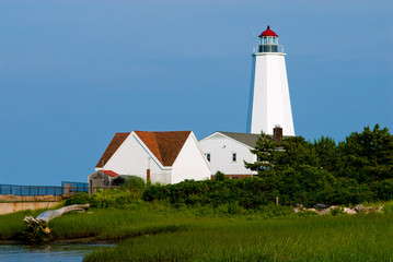 Lynde Point Lighthouse Built in Marsh Terrain in Old Saybrook in Connecticut. © alwoodphoto