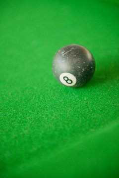 Billard balls on green billard table