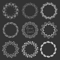Set of round floral frames