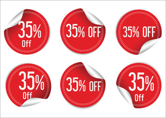 10 percent off red paper sale stickers