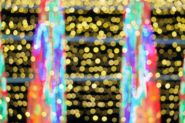 Defocused of glitter or gold and colorful bokeh