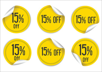 15 percent off yellow paper sale stickers