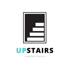Vector negative space stairs logo. Brand sign