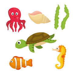 Sea fauna cartoon