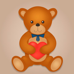 Teddy bear with heart. Vector illustration