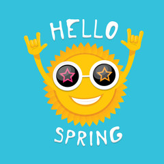 sun hand rock n roll icon vector . Spring 