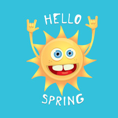 sun hand rock n roll icon vector . Spring 