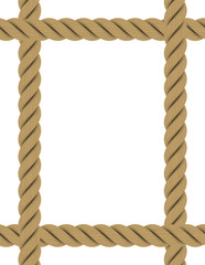 Overlapping A4 Rectangular Rope Frame Isolated on White