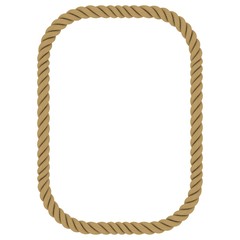 Rounded Rectangular Rope Frame Isolated on White Background