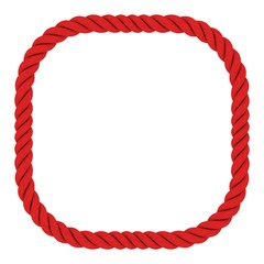 Rounded Square Red Rope Frame Isolated on White Background