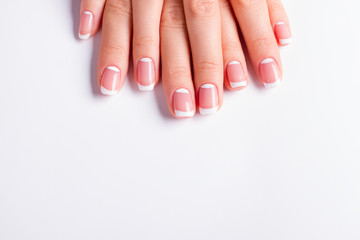 French moon manicure.