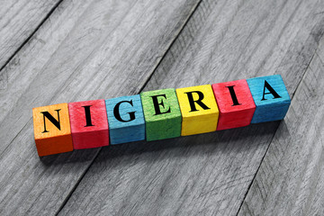 nigeria text on colorful wooden cubes