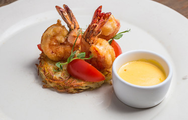 roasted shrimps with potato