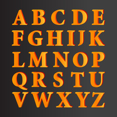 Vector 3D Alphabet Set Letters With Gradient Fill