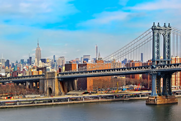 Fototapeta na wymiar Brooklyn Bridge and Manhattan, New York City