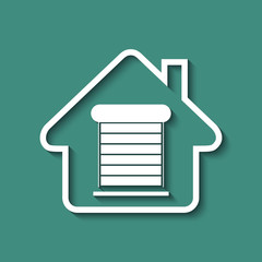 Logo maison et volet roulant.