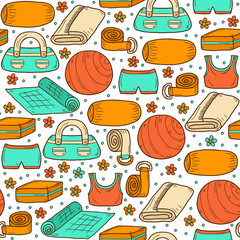 Seamless yoga equipment background