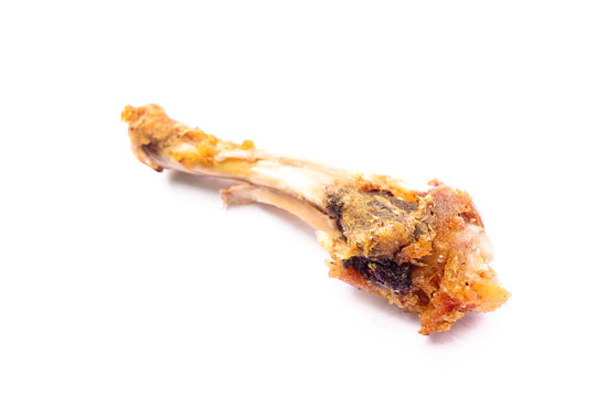 Chicken drumstick bone isolated on white background
