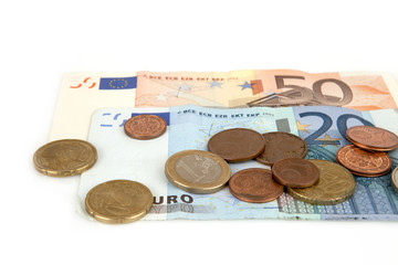 Monety banknoty euro